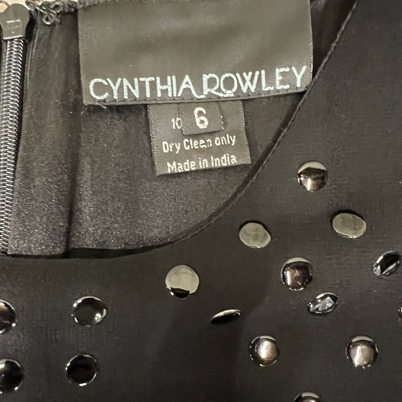 Cynthia Rowley Black Silk Studded Sheath Dress Size 6 - Picture 4 of 9